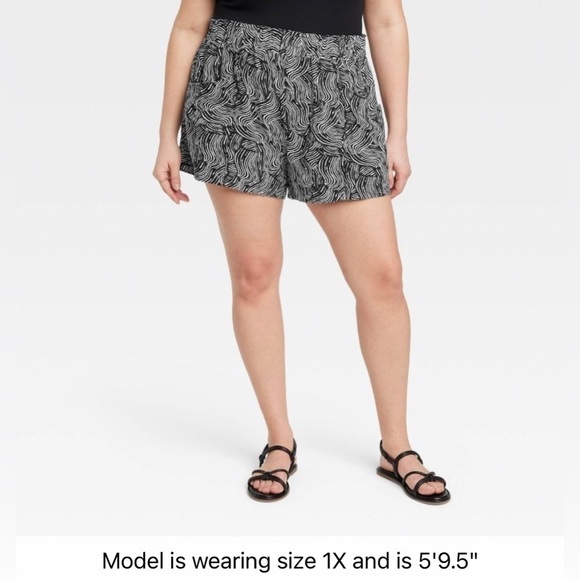 Women's High-Rise Linen Pull-On Shorts - A New Day™ Blue Size 1X - Picture 6 of 12